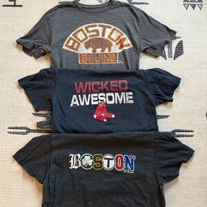 Boston Sports Fan T-Shirt Bundle - Bruins, Red Sox, and Boston-Themed, M M L